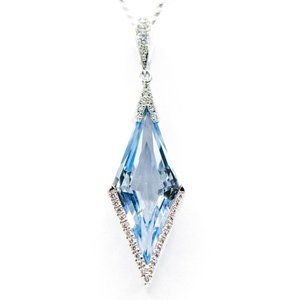 14k White Gold Blue Topaz Kite Pendant